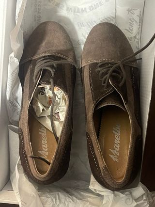 Botines tacón nobuk marrones talla 36