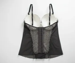 Babydoll Pizzo Push-Up Nero/Bianco