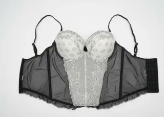 Babydoll Pizzo Push-Up Nero/Bianco