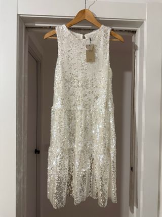 Vestido de fiesta lentejuelas blanco