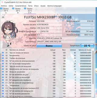 Disco Duro 2,5" Sata 300Gb Fijitsu para Portatiles