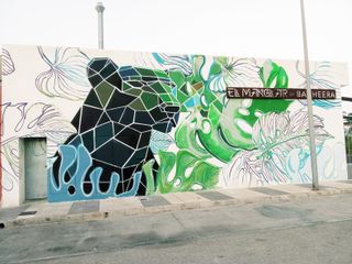 Mural diseño pintor comercio persiana