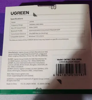 Adattatore Bluetooth UGREEN V5.4 Nero