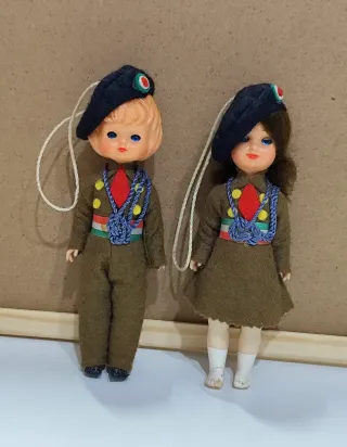 Coppia Bamboline Alpini Folgore Esercito Vintage