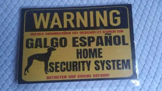 Targa metallo Warning Galgo Español Home Security