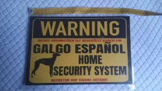 Targa metallo Warning Galgo Español Home Security