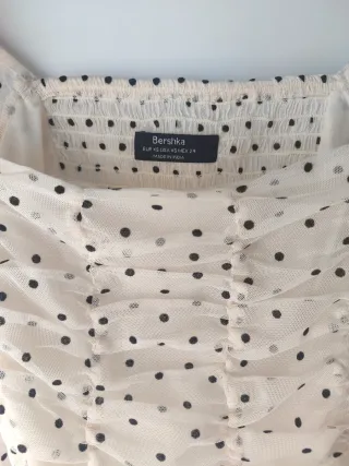 Camiseta crema lunares negros manga larga