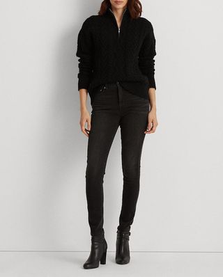 Vaqueros Skinny Tiro Alto Mujer Negro