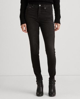Vaqueros Skinny Tiro Alto Mujer Negro