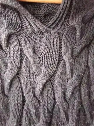 Jersey de punto trenzado negro XL