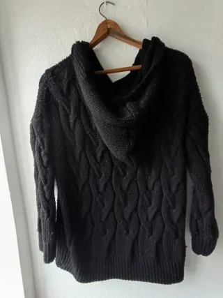Jersey de punto trenzado negro XL
