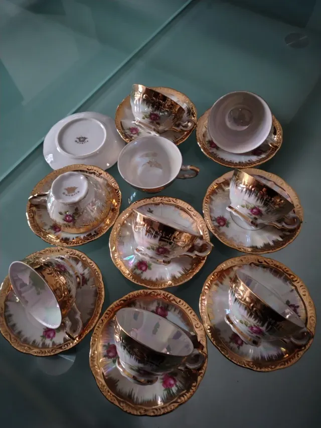 Set Tazze Caffè Bavaria Madreperla Oro