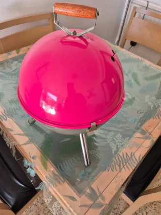 Barbacoa Portátil Rosa y Plateada