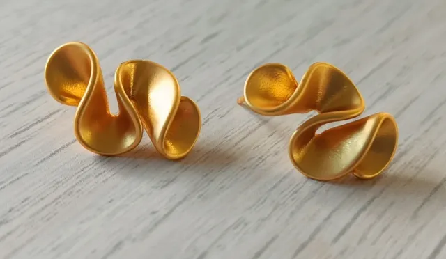 Pendientes Abstractos de Plata Bañados en Oro 18K