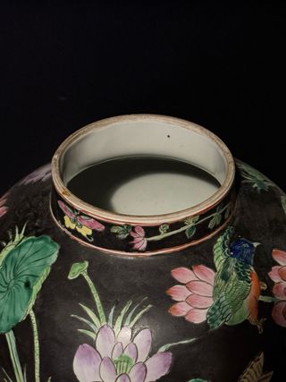 Vaso Cinese Porcellana Coperchio Stile Fami