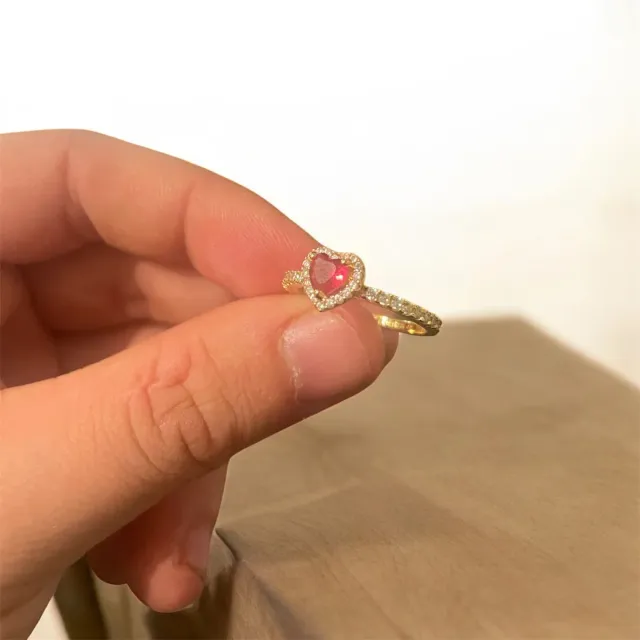 Anillo Pandora Corazón Rojo y Dorado
