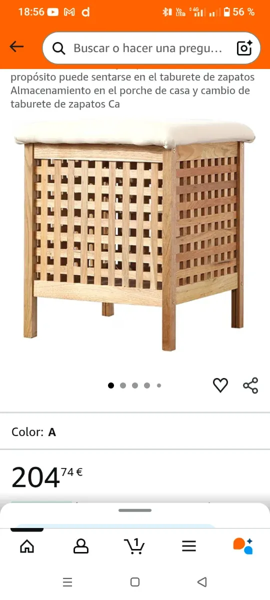 Taburete LUNIZ con cassetto di stoccaggio