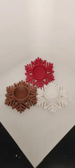 Portacandele Fiocco di Neve Set 3 Pezzi