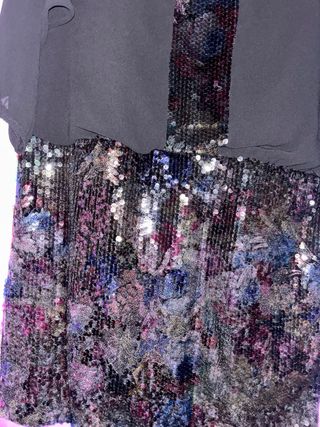 Vestido fiesta lentejuelas negro multicolor