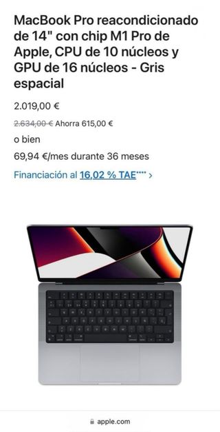 MacBook Pro 14 M1 Pro 16GB 512GB