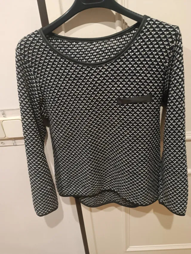 Jersey estampado blanco y negro mujer