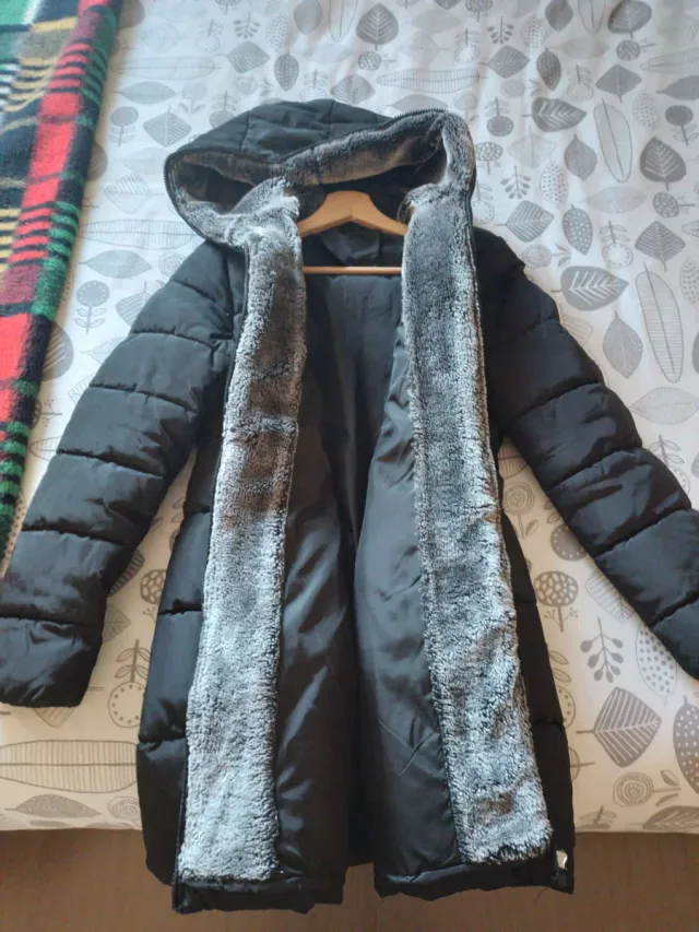 Abrigo largo negro mujer