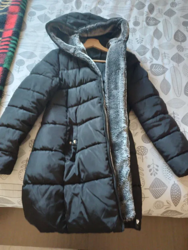 Abrigo largo negro mujer