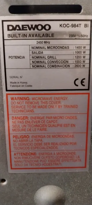 Horno y Microondas Daewoo