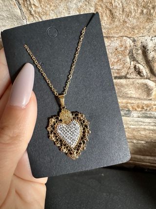 Collana cuore sacro strass