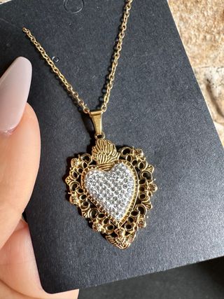 Collana cuore sacro strass