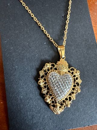 Collana cuore sacro strass