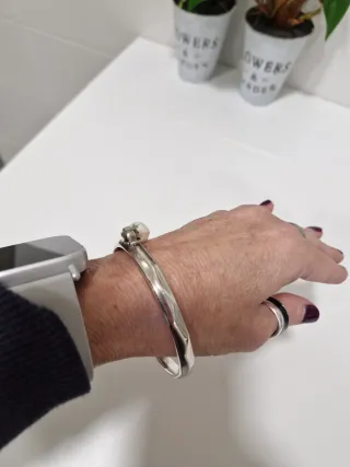 Pulsera plata con perla