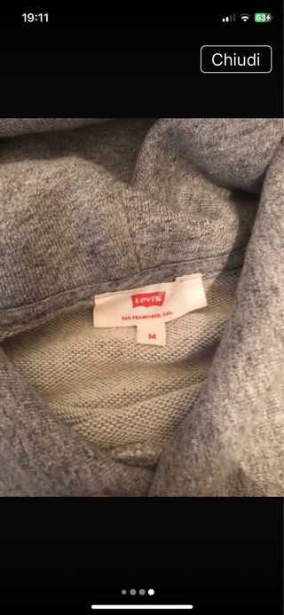 Felpa Levi's Grigia con Cappuccio