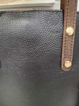 Bolso Piel de Potro y Cuero Negro/Marrón