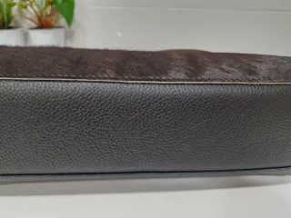 Bolso Piel de Potro y Cuero Negro/Marrón