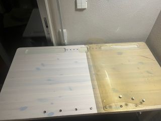 Tavolo flessibile in legno massello regolabile con cassettiera