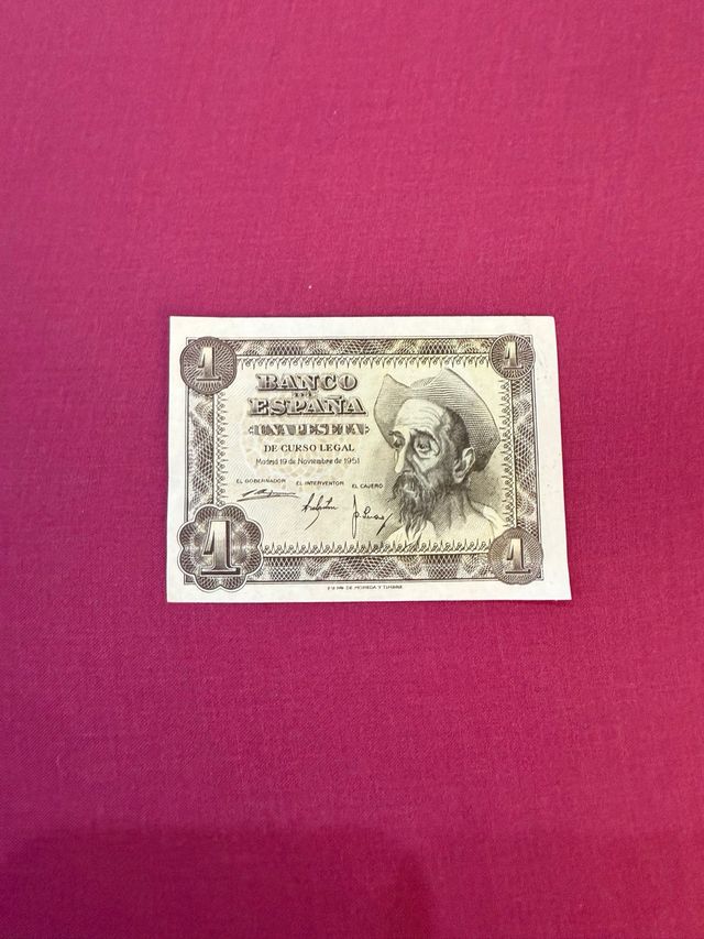 Difficile Banconota 1 pta 1951 Serie T Quijote