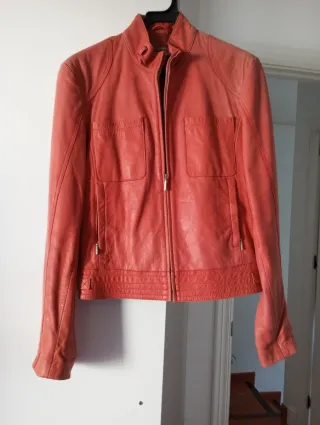 Chaqueta de cuero mujer salmón