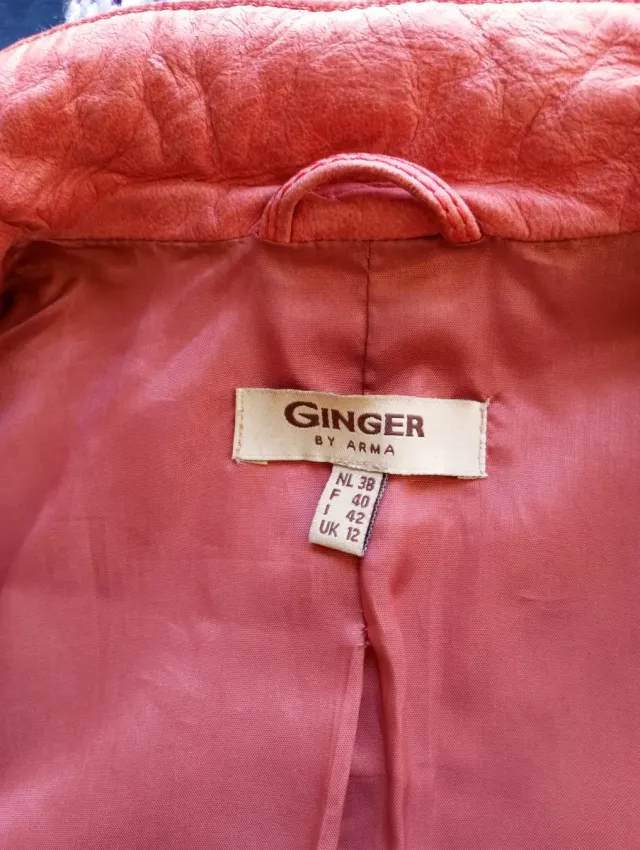 Chaqueta de cuero mujer salmón