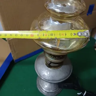 Lampada stile a olio vintage in metallo e vetro