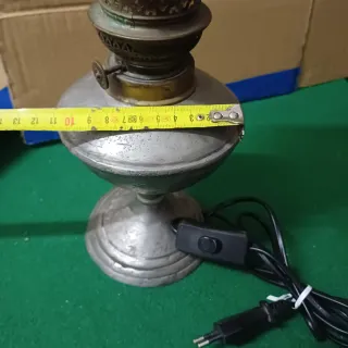 Lampada stile a olio vintage in metallo e vetro