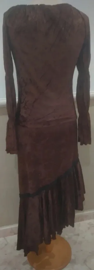 Conjunto Blusa y Falda Terciopelo Marrón