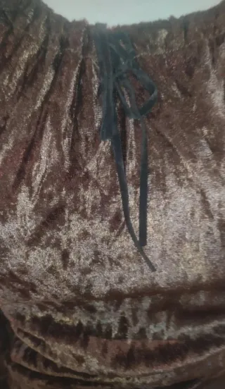 Conjunto Blusa y Falda Terciopelo Marrón