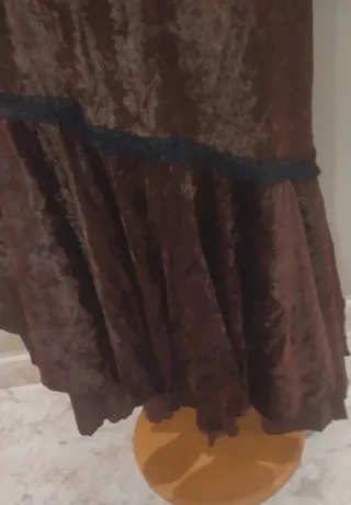 Conjunto Blusa y Falda Terciopelo Marrón