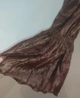 Conjunto Blusa y Falda Terciopelo Marrón