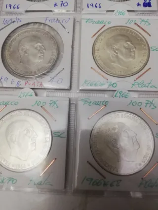 8 Monedas 100 Pts Plata 800 Franco