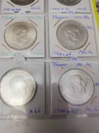 8 Monedas 100 Pts Plata 800 Franco