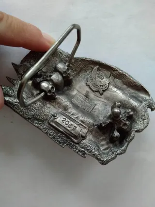 Hebilla cinturón metal águila calavera casi regalo