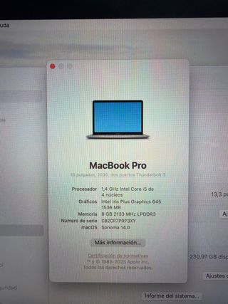 MacBook Pro 2020 i5 8GB RAM 256GB SSD