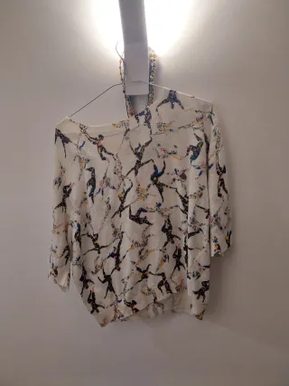 Jersey lino manga francesa estampado